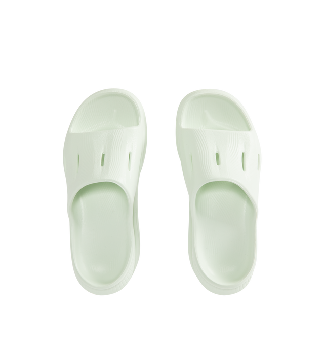 Image 4 of 4 - GREEN - HOKA Ora Recovery Slide 3 featuring perforated rubber upper with EVA sole, slip-on styling and molded footbed.
