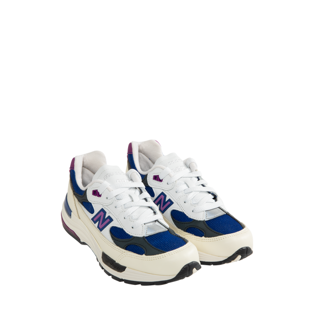 Image 2 of 5 - MULTI - NEW BALANCE Made in USA 992 Sneaker featuring mesh upper, leather and synthetic overlays, ABZORB cushioning at heel and forefoot, ENCAP midsole cushioning, reflective accents designed to catch the light and TPU back tab.