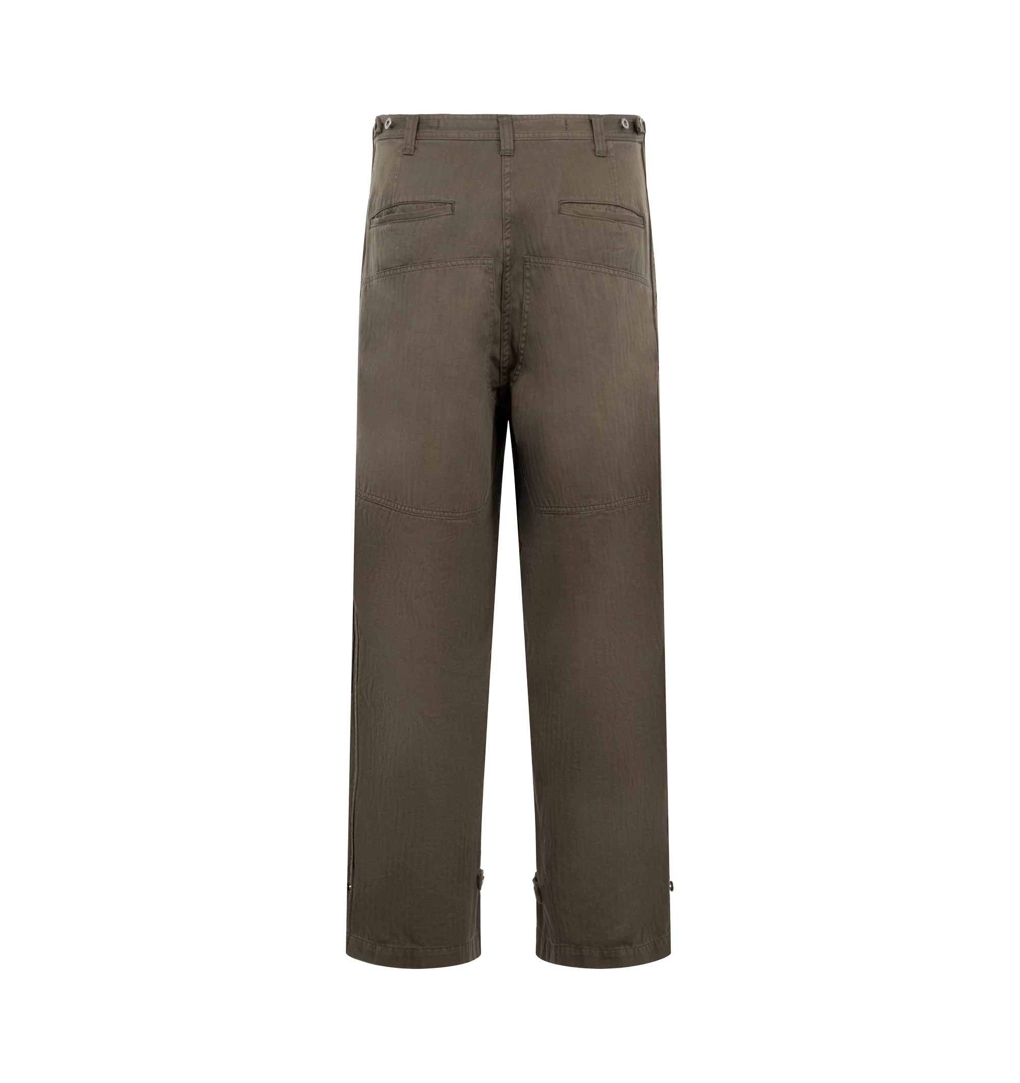 Image 2 of 3 - BROWN - A.Presse Men's Military Double Knee Trousers are crafted from cotton and feature a utilitarian double-knee design, and a distinctive vintage-inspired texture and appearance. Main Material: 100% Cotton. Made in Japan.