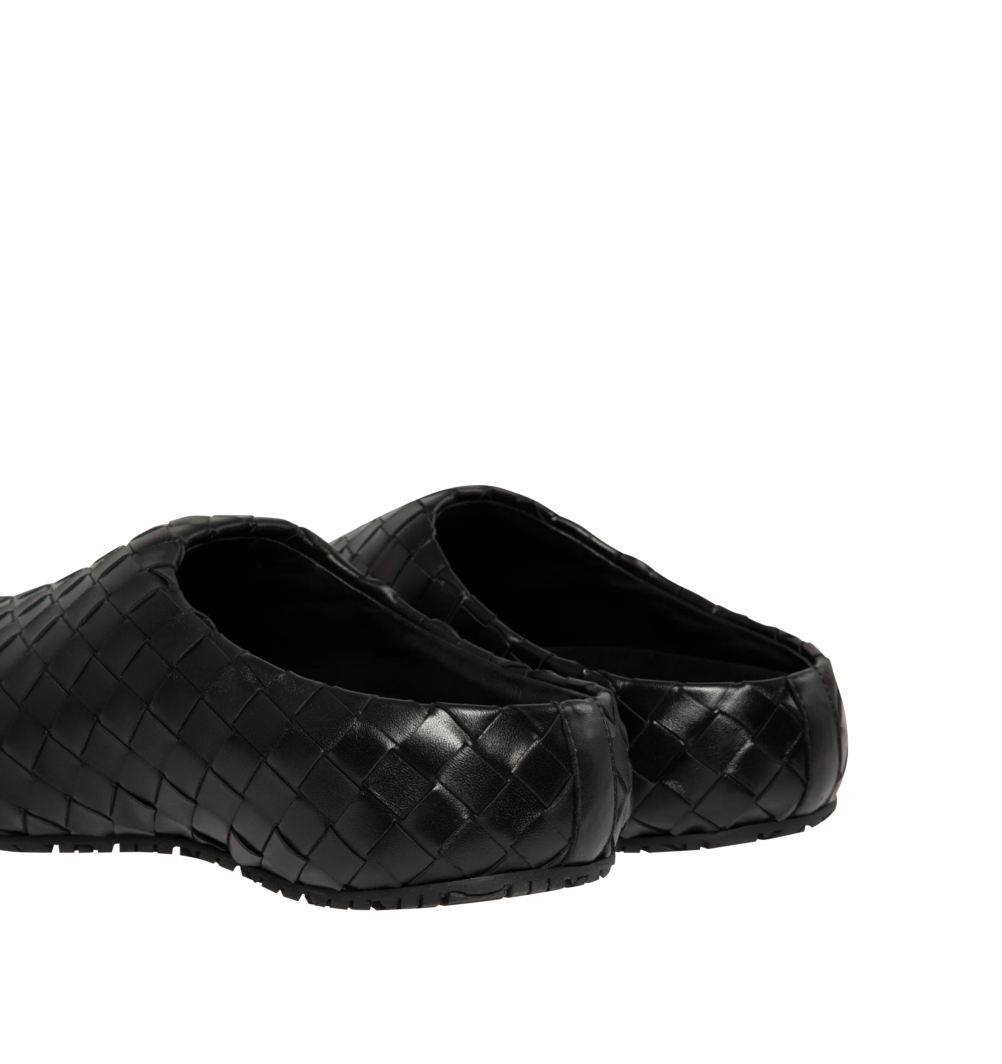 Image 3 of 4 - BLACK - Bottega Veneta Mens Slip-on mule is crafted from a woven Intrecciato leather, leather lining, and durable outsole. Upper: Leather; Lining: Calfskin; Outsole: Rubber. Made in Italy.
