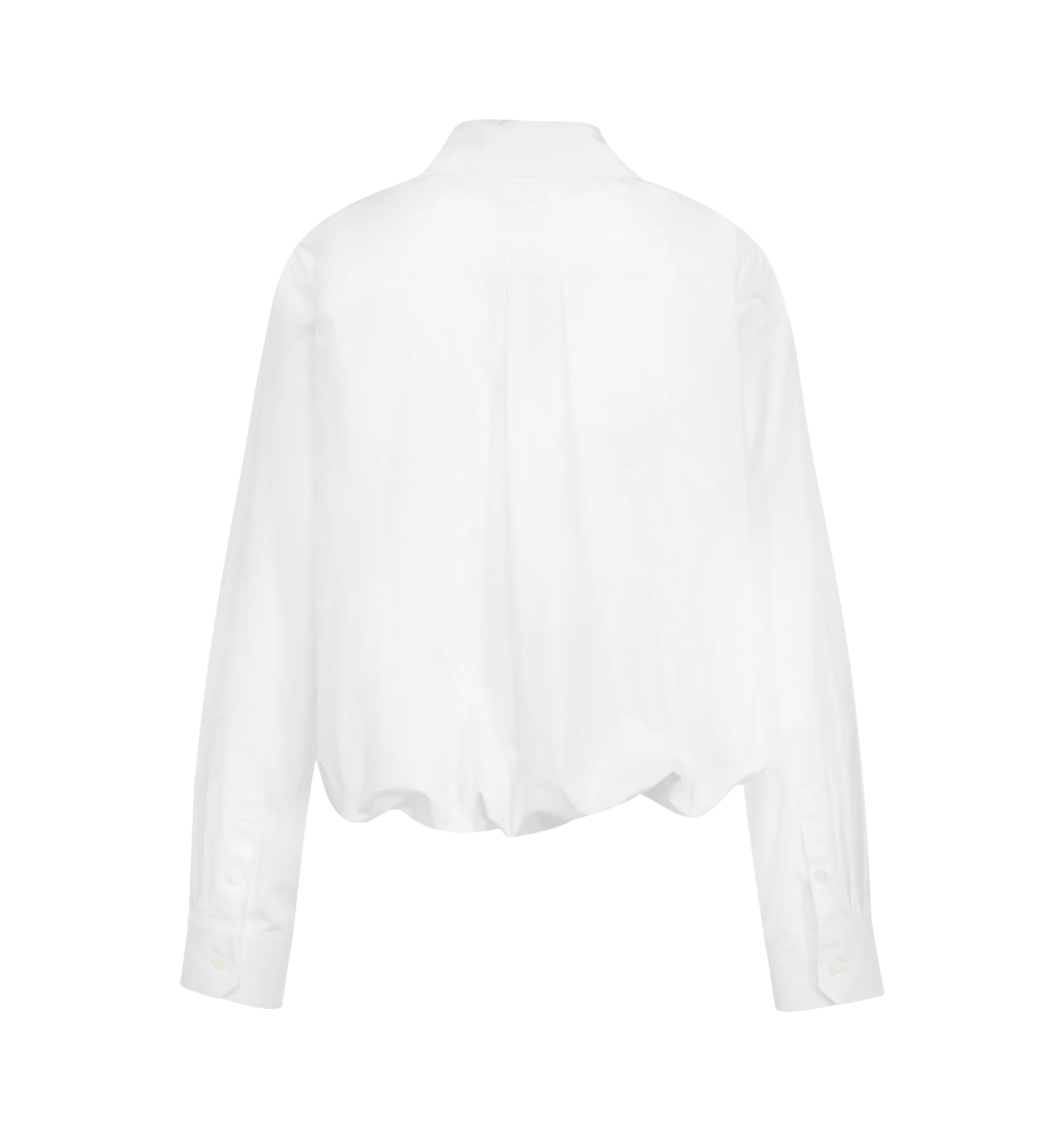 Image 2 of 2 - WHITE - Loewe Women's Shirt in cotton is crafted from lightweight cotton and features a drawstring waist for a cinched silhouette. Designed with a regular fit and regular length, it is finished with a concealed button-front fastening, a gathered hem with a concealed drawstring, and Double L embroidery at the chest. Main Material: Cotton. Made in Portugal. 