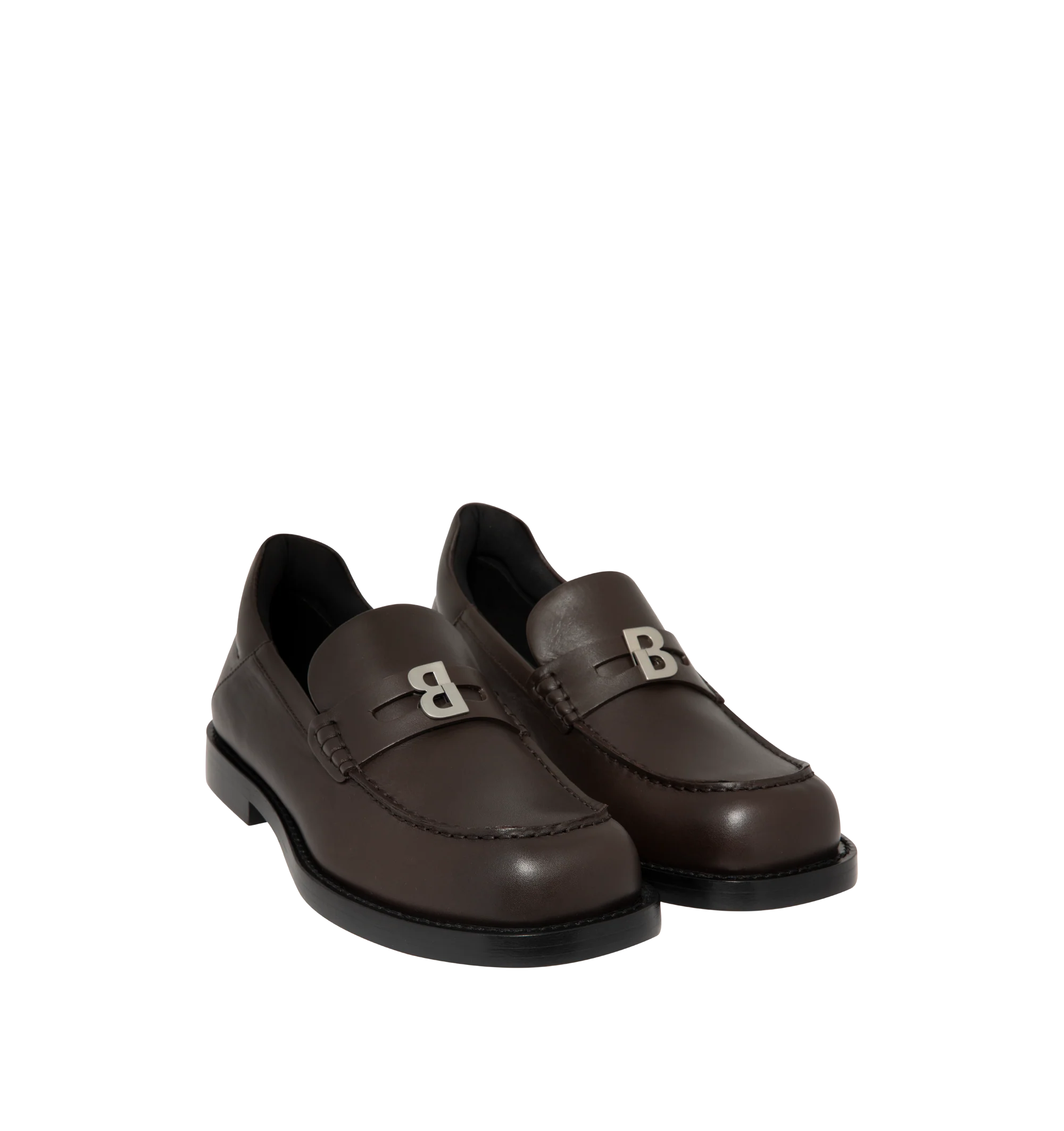 Image 2 of 4 - BROWN - Balenciaga Womens Comfy Loafers are crafted from smooth moka leather. Feature a slip-on silhouette, round toe, metallic detail across the vamp, thick sole, and leather construction designed to develop a natural patina over time. Main Material: Leather; Sole: Leather. Made in Italy. 