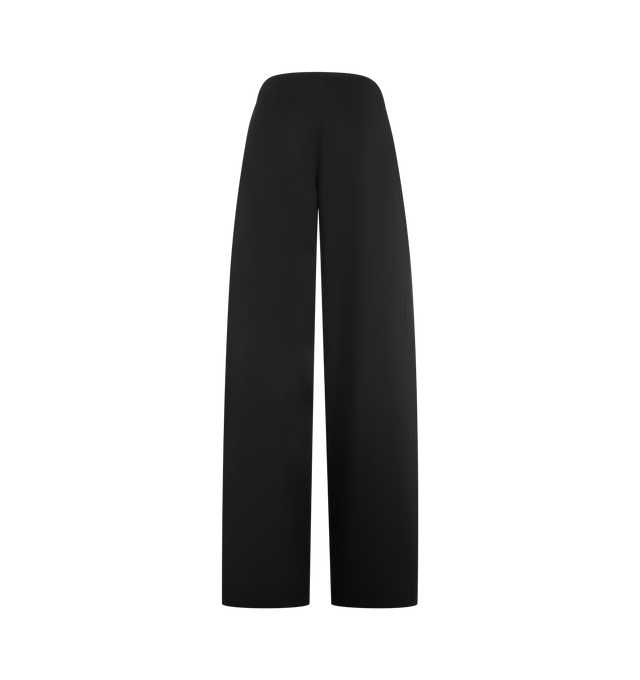 Image 2 of 3 - BLACK - THE ROW Galileo Pant featuring mid-rise pants in silk and Pima cotton with a barrel leg, folded side pleats and concealed side welt pockets. 76% cotton, 24% silk. Made in Italy.