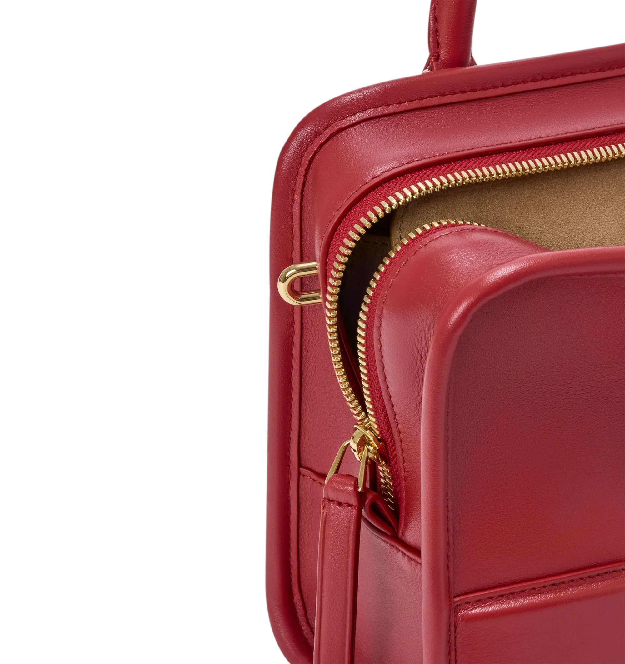 Image 16 of 18 - RED - Loewe Small Amazona 180 Bag in leather features a relaxed silhouette anchored by a single toron top handle, designed to be carried open, while a concealed closure secures the main compartment, three carry options: short handle, removable shoulder strap and crossbody, zip closure with two leather zip pullers, two compartments, main compartment closed with magnetic closure, internal flat pocket, left side d-ring for customization, nappa lambskin lining, and embossed double L branding. L 