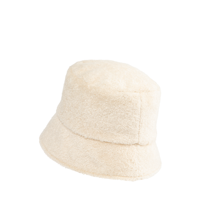 Image 2 of 2 - WHITE - MONCLER Teddy Bucket Hat featuring teddy fleece, nylon technique lining and logo patch. 60% acrylic, 40% cotton. Lining: 100% polyamide/nylon.