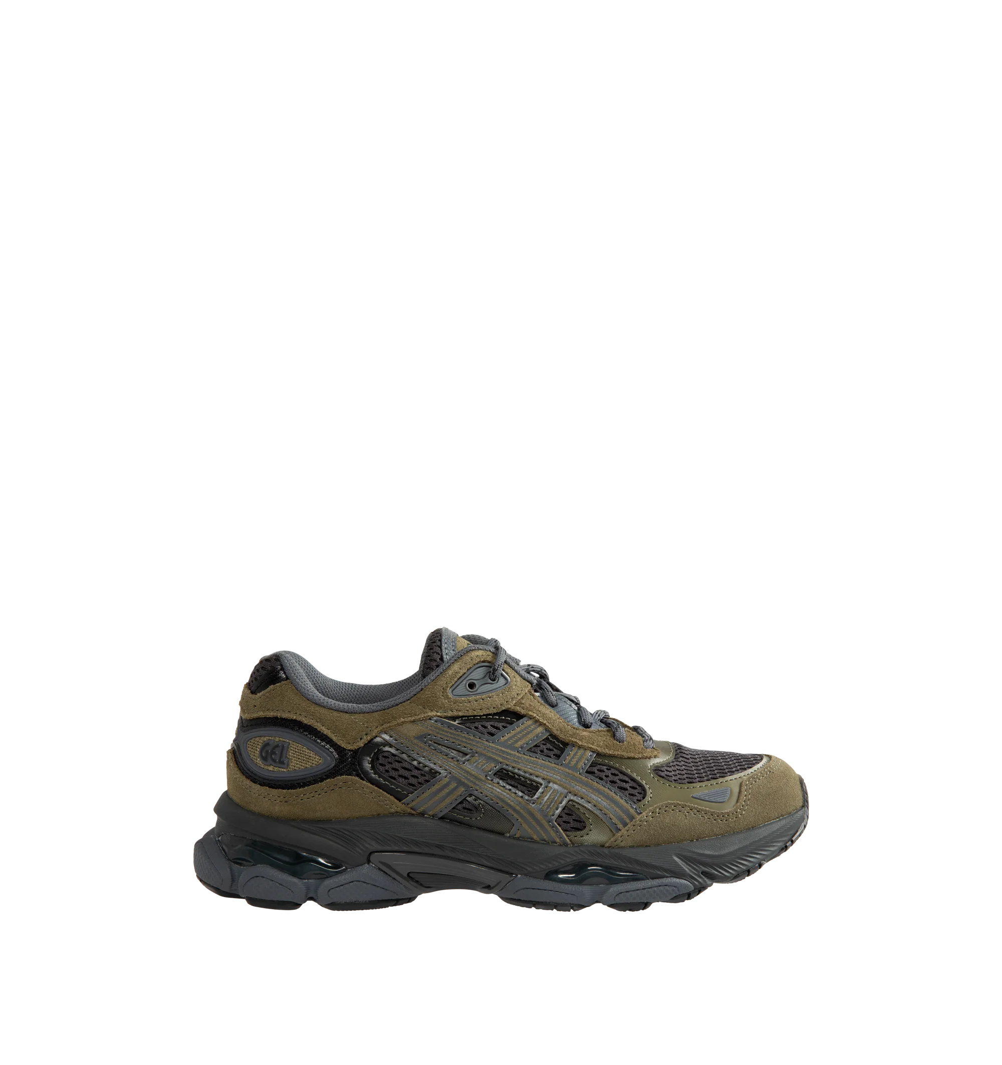 Image 1 of 5 - GREEN - Asics Gel-NYC 2.0 Sneaker featuring suede overlays, rearfoot and forefoot GEL technology, shock-attenuating material placed in the midsole of the shoe for cushioning and shock absorption, FF BLAST PLUS cushioning, TPU TRUSSTIC technology, walking-specific flex grooves to support natural movement and smooth heel to toe transition, angled heel softens heel contact with the ground and facilitates more natural heel to toe transitions.