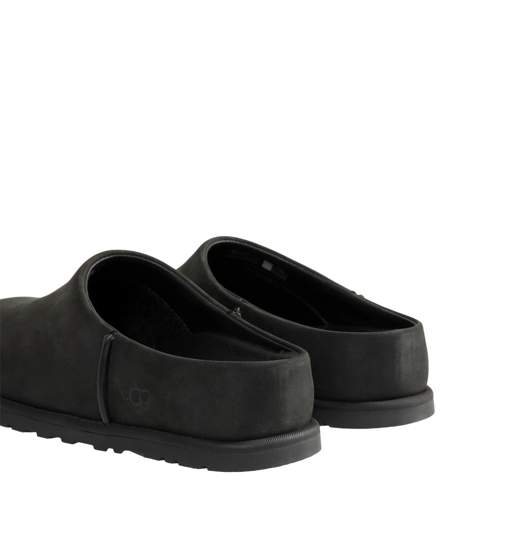 Image 3 of 4 - BLACK - UGG women's Otzo Clog built with a luxe nubuck upper, thoughtful knit + leather lining, and a contoured footbed for steady movement. This clog has easy slip-on style with all-day comfort. Waterproof leather, nubuck upper, leather and wool jersey lining with peppermint-based anti-odor treatment. Contoured EVA footbed, lightweight rubber outsolewith embossed UGG logo.
