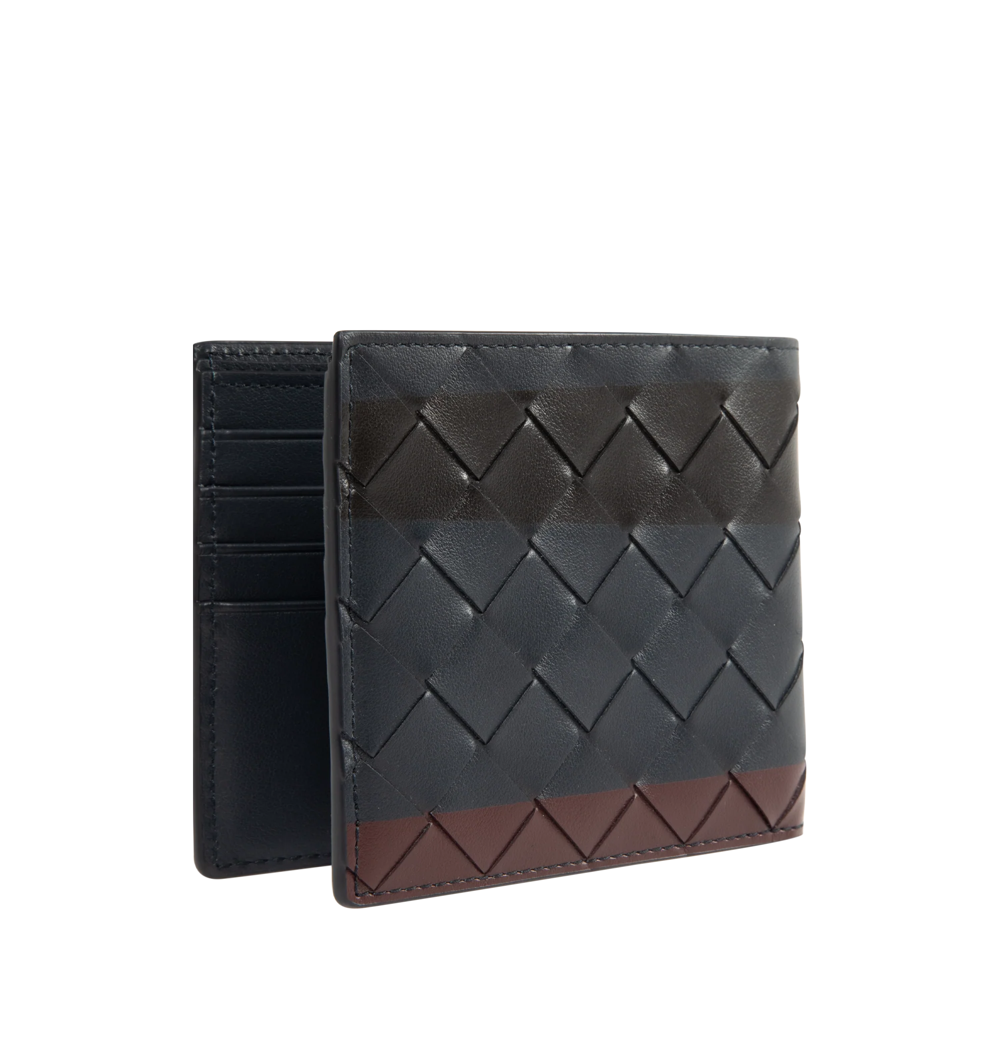 Image 2 of 3 - MULTI - BOTTEGA VENETA Intrecciato Bi-Fold Wallet featuring an airbrushed tri-color pattern, intrecciato calfskin leather, eight card slots, two note compartments and two additional pockets. Calfskin. Made in Italy.