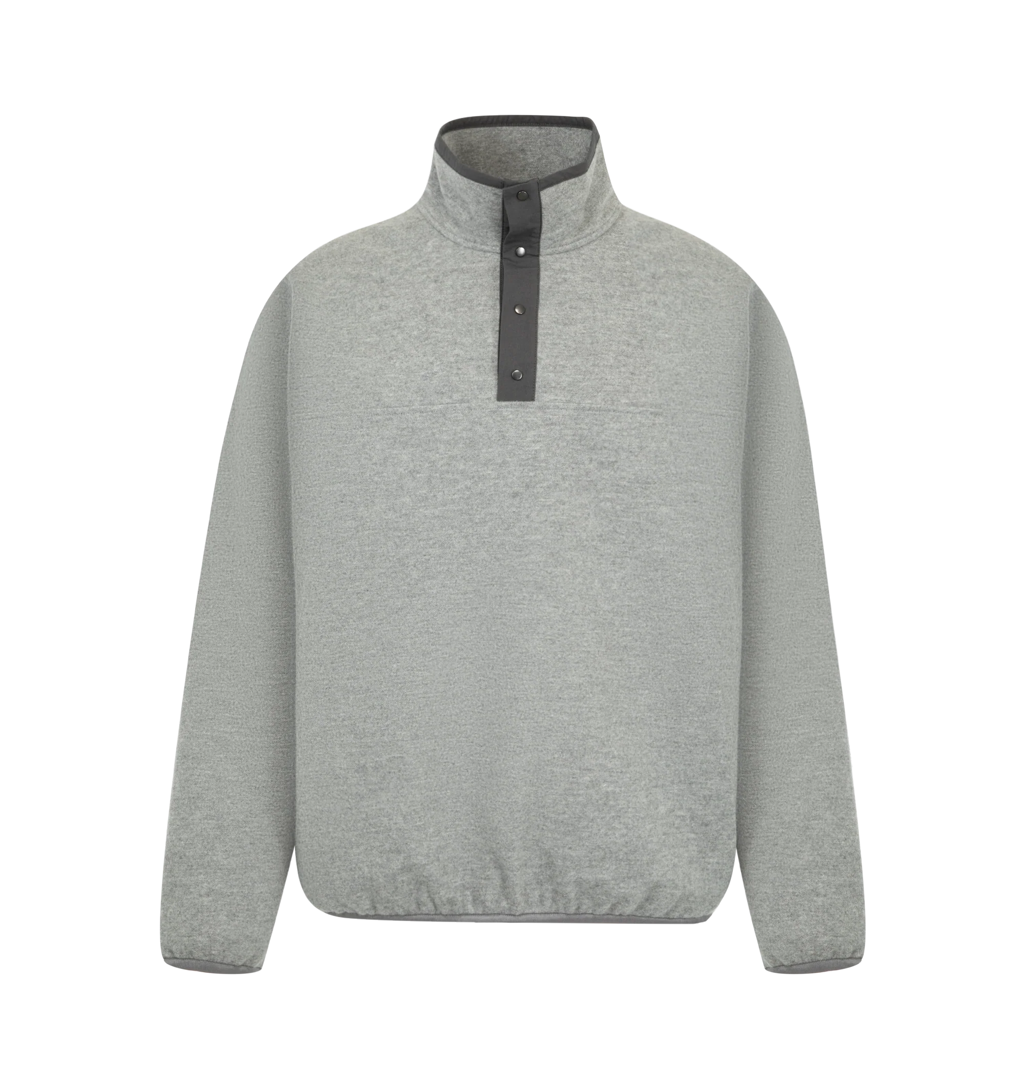 Image 1 of 3 - GREY - The Row Men's Maury Sweater is crafted from soft cotton fleece and features a relaxed silhouette with a high-neck collar, long sleeves, and an elasticated hem. Designed with a Henley-style front placket with snap-button closure and discreet side-seam pockets, this designer pullover reflects The Row's refined approach to elevated everyday essentials. Main Material: 100% Cotton. Fit: Relaxed. Closure: Snap-Button Henley Placket. Pockets: Side-Seam Pockets. Made in Italy.