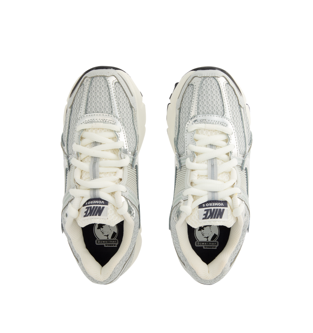Image 5 of 5 - GREY - NIKE Zoom Vomero 5 Sneaker featuring real and synthetic leather on the upper, mesh panels and ventilation ports on the heel, Zoom Air cushioning, plastic caging on the side, rubber outsole and reflective details.