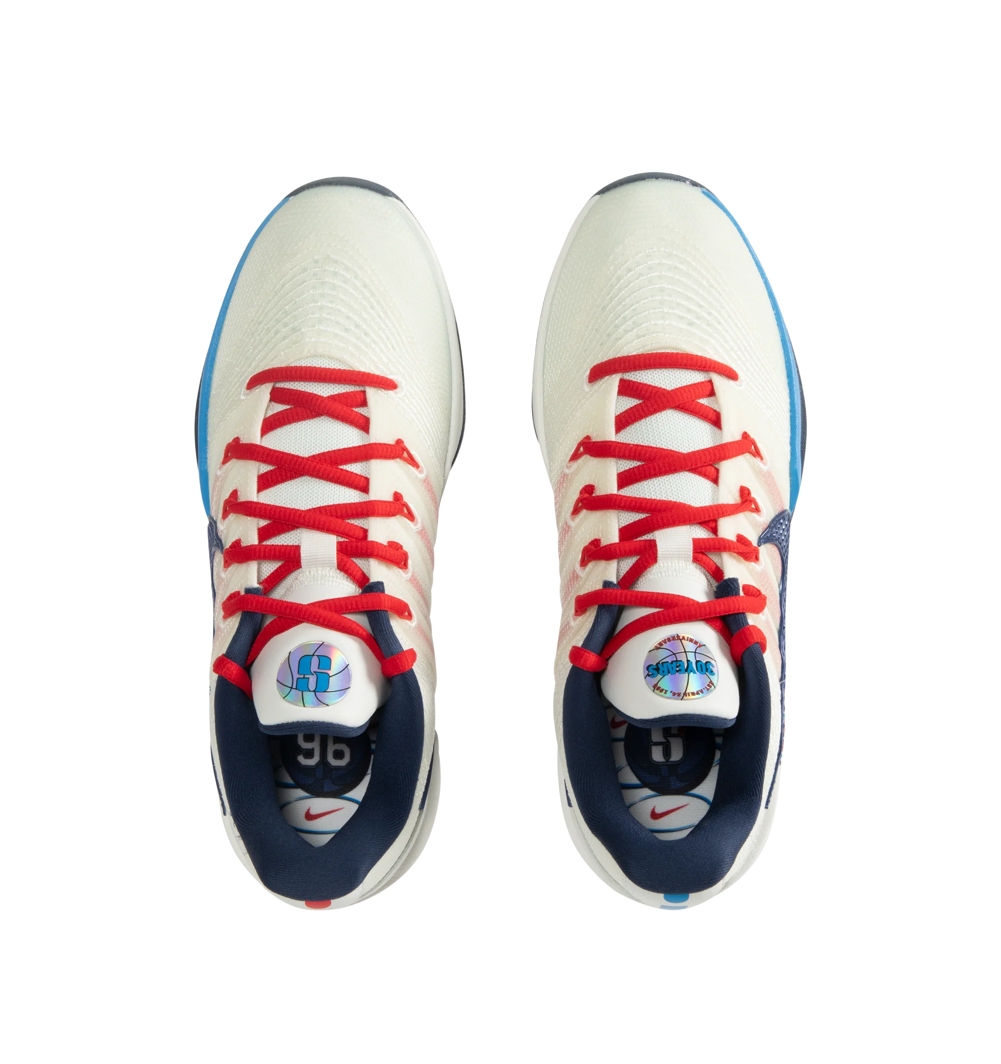 Image 5 of 5 - MULTI - Nike Womens Sabrina 3 Basketball Shoes feature a lightweight engineered upper with integrated support cables. This special design honors the WNBAs 30th anniversary, blending the leagues debut colors to salute the day ones who sparked hope in young hoopers like Sabrina. Designed with a lace-up closure, forefoot Air Zoom unit, dual-density Cushlon 3.0 foam midsole, glove-like fit, multidirectional traction pattern, and durable rubber outsole. Upper: Engineered Textile; Cushioning: Air Z