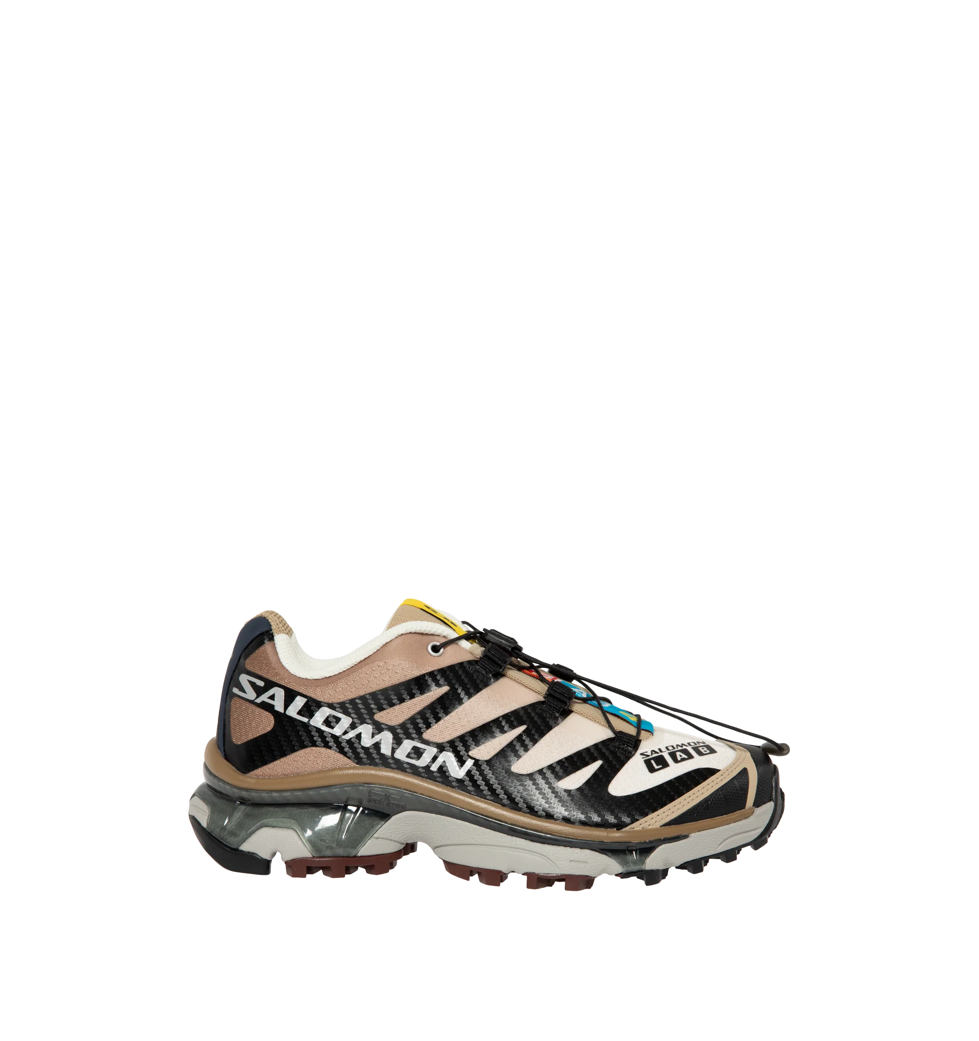 Image 1 of 5 - BROWN - Salomon Men's XT-4 OG Sneakers are crafted with a lightweight textile and synthetic upper and feature the brand's Agile Chassis System, Quicklace technology, and dual-density EVA cushioning for exceptional stability and comfort. Reviving one of Salomon's iconic trail-running silhouettes, these designer sneakers combine technical performance with archival outdoor style, delivering superior support, durability, and all-terrain traction for both city streets and rugged trails. Main Mater