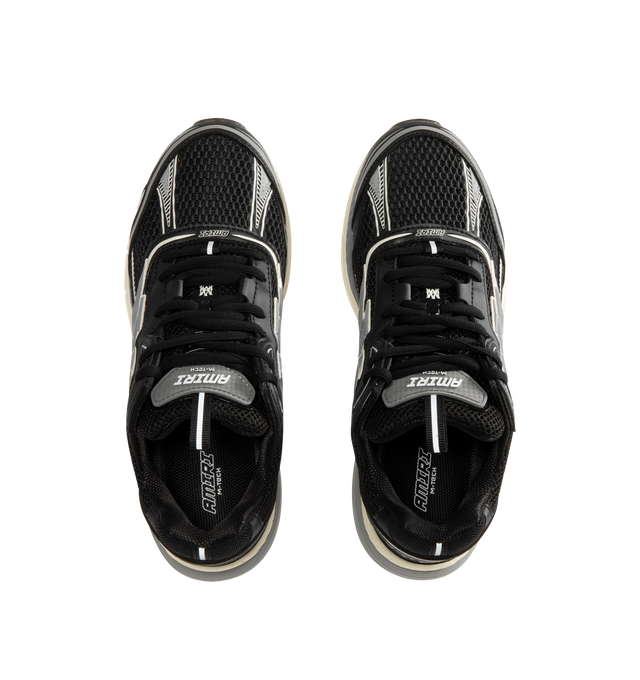 Image 5 of 5 - BLACK - Amiri Mens Ma Tech Sneakers feature a mesh and leather upper with contrast detailing and signature MA icon. Designed with a lace-up closure and durable rubber outsole inspired by technical running shoes. Upper: Leather, Polyester, and Rubber; Sole: Rubber. Made in Vietnam. 