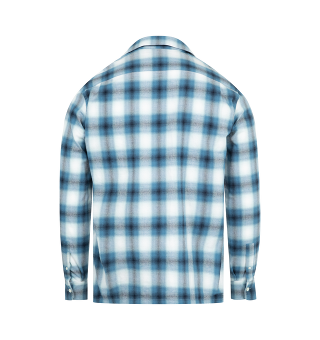 Image 2 of 2 - BLUE - JW ANDERSON Checked Cotton Flannel Shirt featuring button front closure, spread collar, button cuffs and chest pocket. 100% cotton. Made in Italy.