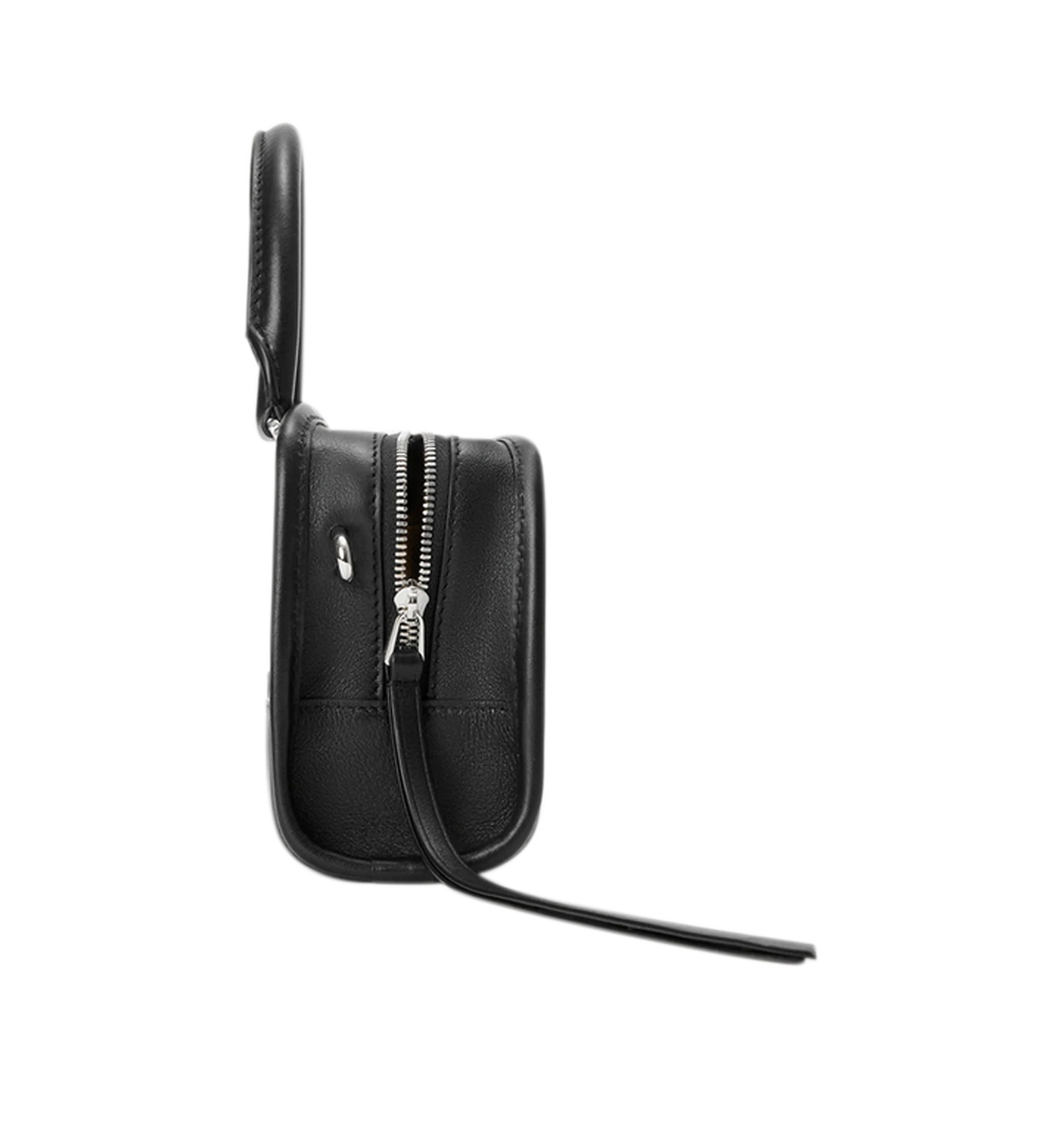 Image 4 of 11 - BLACK - Loewe Mini Amazona 180 Bag in leather features a relaxed silhouette anchored by a single toron top handle, designed to be carried open, while a concealed closure secures the main compartment, removable shoulder and crossbody straps, two carry options: short handle, removable and adjustable crossbody strap, zip closure with two leather zip pullers, two compartments, main compartment closed with magnetic closure, left side d-ring for customization, suede and nappa lambskin lining, and