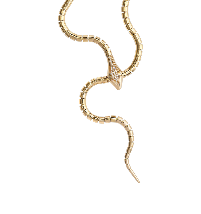 Image 2 of 2 - GOLD - Sidney Garber Wrap-around 24" Snake Lariat necklace crafted from 18K yellow gold with .34ct Pave Diamond head and tail. Cheap Luxury Handbag Shop offers a range of initial pieces from this collection in-store. For personal consultation and detailed information about jewelry, please contact our dedicated stylist team at personalshopping@hirshleifers.com