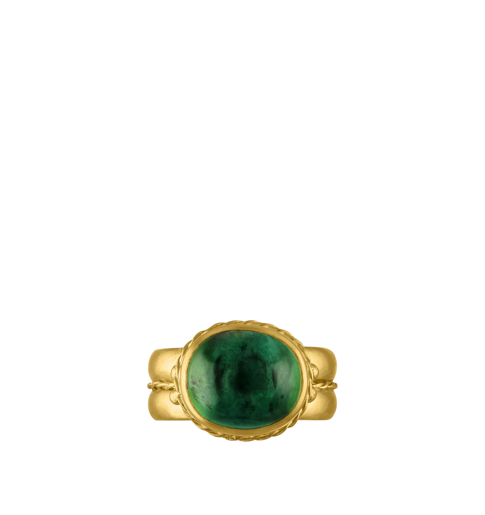 Image 1 of 3 - GOLD - PROUNIS Green Tourmaline Nauta Ring featuring Green Tourmaline and 22K gold. 9mm wide. Cheap Luxury Handbag Shop offers a range of pieces from this collection in-store. For personal consultation and detailed information about jewelry, please contact our dedicated stylist team at personalshopping@hirshleifers.com. This item may be restricted for online purchase to international clients. For assistance purchasing this item please contact our dedicated stylist team at personalshopping@hirshleifers.com
