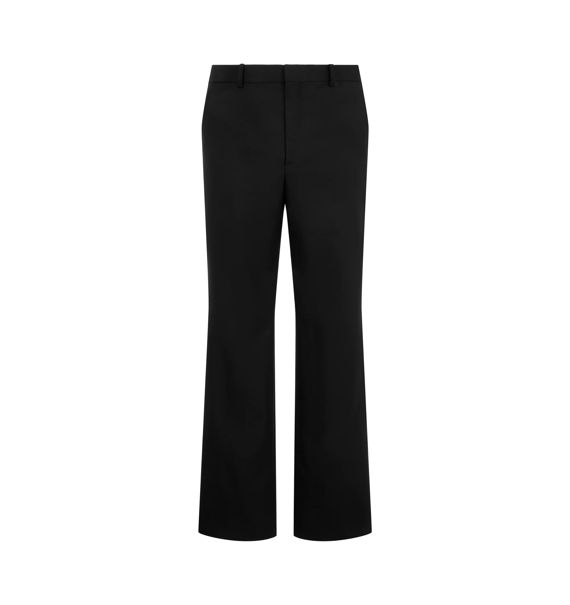 Image 1 of 3 - BLACK - Auralee Men's High-Density Wool Worsted Slacks are crafted from Super 130's wool woven at an exceptionally high density in a cashdos construction, with silk partially incorporated for subtle tonal contrast. A specialized finishing process enhances the fabric's firmness and structure. Cut in a regular fit with a straight leg and half lining. 100% Wool.