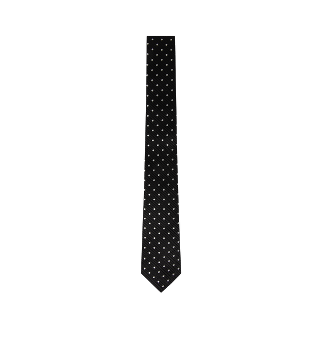 Image 2 of 2 - BLACK - TOM FORD Micro Dot Weave Tie featuring jacquard polka-dot pattern throughout and keeper loop at back face. W3". 100% silk. Made in Italy.