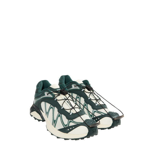 Image 2 of 5 - GREEN - SALOMON XT-Whisper Sneaker featuring textile and synthetic upper, quickLACE, agileChassis System, OrthoLite diecut sockliner, textile lining, anti-debris mesh, chevron lugs and mud contaGRIP. 