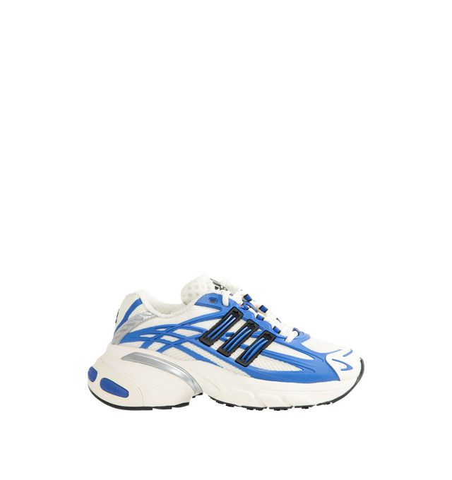 Image 1 of 5 - BLUE - Adidas Mens Adistar XLG 2.0 Shoes are crafted from textile. Features a regular fit, lace-up closure, textile sockliner, rubber outsole, RPU molded cage, reflective details, and ADIPRENE cushioning. Upper: Textile; Sockliner: Textile; Outsole: Rubber. Made in Vietnam.