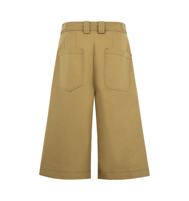 Image 3 of 4 - BROWN - CHRISTOPHER JOHN ROGERS Wide Leg Culotte Pant featuring architectural legs with a crisp cuff, sturdy cotton twill, signature exposed front zipper, adjustable side tabs at the waistband, side slit pockets and back patch pockets. 100% cotton.  