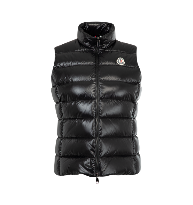 Image 1 of 2 - BLACK - MONCLER Ghany Puffer Vest featuring nylon laqu, nylon laqu lining, down-filled and boudin-quilted, zipper closure and side seam pocket with concealed zipper closure. 100% polyamide/nylon. Padding: 90% down, 10% feather.