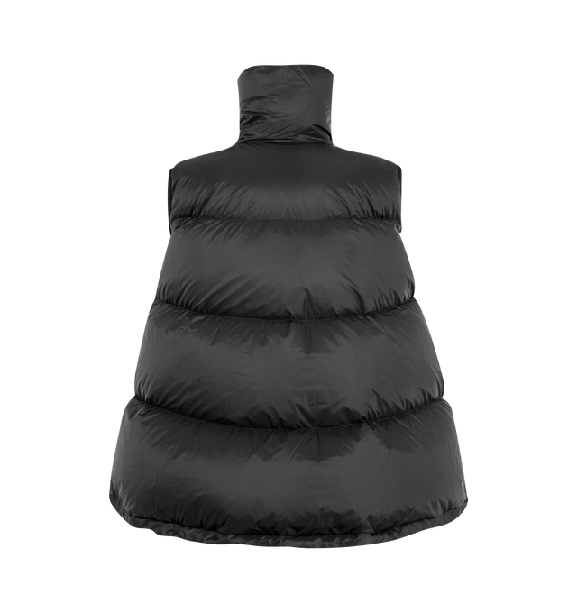 Image 2 of 2 - BLACK - SACAI Puffer Vest featuring technical fabric, double slider front zip, high collar, two front pockets, sleeveless, oversized, adjustable bottom, polyester trim and nylon lining. Padding: 90% down, 10% feathers.