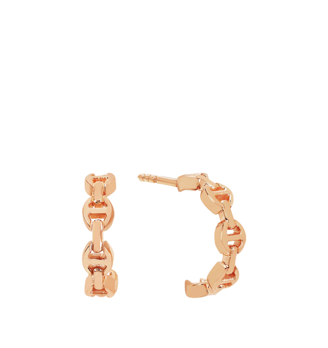 Image 2 of 2 - PINK - HOORSENBUHS Crescent Earring featuring a crescent shaped semi-circle earring with iconic anchor chain links. 18k rose gold. Cheap Luxury Handbag Shop offers a range of initial pieces from this collection in-store. For personal consultation and detailed information about jewelry, please contact our dedicated stylist team at personalshopping@hirshleifers.com.