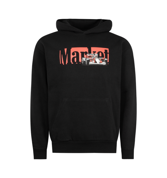 Image 1 of 2 - BLACK - MARKET Have a Nice Race Hoodie featuring pullover hooded sweatshirt, front graphic and back, front pouch pocket, ribbing trims and regular fit. 100% cotton.