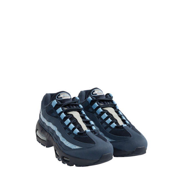 Image 2 of 5 - BLUE - NIKE Air Max 95 Big Bubble SE Sneaker featuring mixed materials and visible cushioning, textile and leather for a layered look, visible Max Air cushioning and flex grooves in the midsole and outsole. 