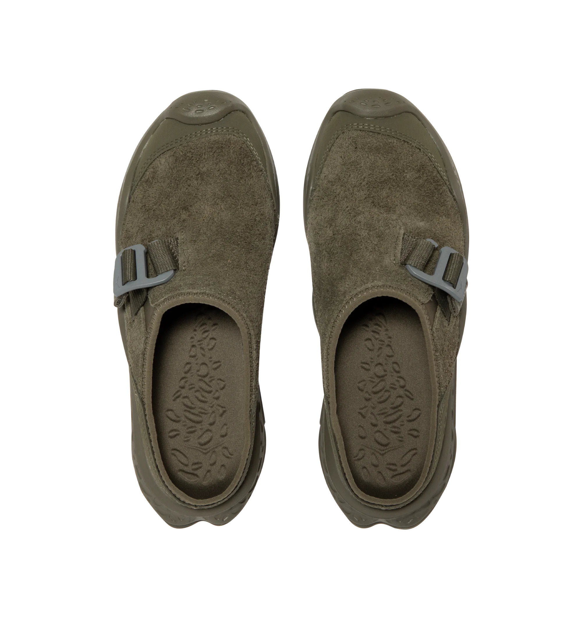 Image 5 of 5 - GREEN - HOKA Ora Primo EXT Shoe featuring a suede upper, G-hook closure that cinches down reflective webbing, scratch rubber toe and heel details, metal hardware, neoprene collar lining and dual-layer EVA midsole. Imported from Vietnam.