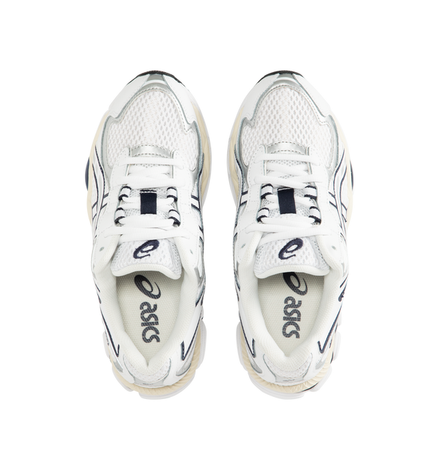 Image 5 of 5 - GREY - ASICS GEL-NYC 2055 Sportstyle sneaker with early 2000s running shoe design influences in the upper's ASICS stripes, heel counter, and eyelet structure. Featuring GEL-CUMULUS 16 shoe's tooling system. Through a combination of lightweight foams and GEL technology inserts, this midsole formation helps create advanced underfoot comfort. Unisex style in men's sizing.