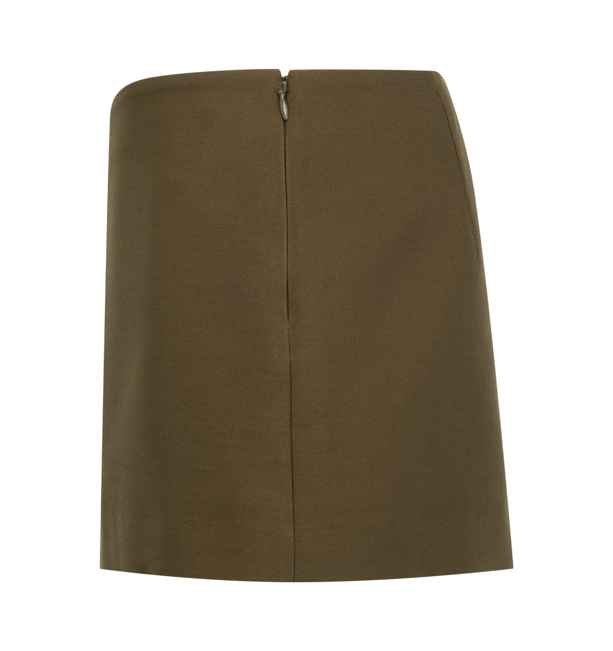 Image 3 of 3 - BROWN - Khaite minimal miniskirt that gains structure from cady selected for its rich texture, beautiful drape, and silken luster. Concealed zipper closure at side. Wool silk cady (74% wool, 26% silk )