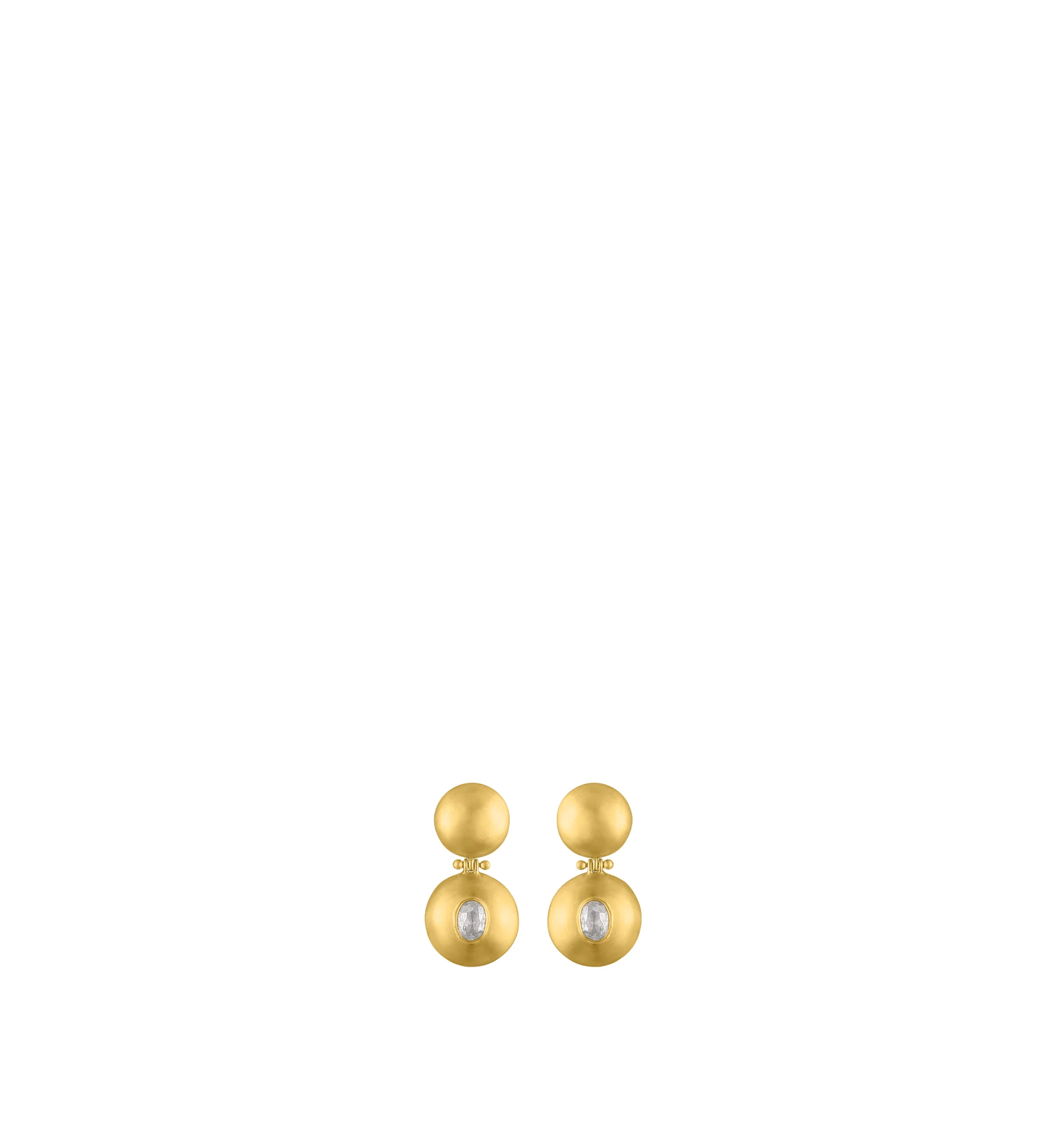 Image 1 of 3 - GOLD - Prounis Double Dome Bulla Earrings are handcrafted from 22K yellow gold and feature a sculptural double dome silhouette accented with diamonds. Handmade in New York. For personal consultation and detailed information about jewelry, please contact our dedicated stylist team at personalshopping@hirshleifers.com.This item may be restricted for online purchase to international clients. For assistance purchasing this item please contact our dedicated stylist team at personalshopping@hirshle