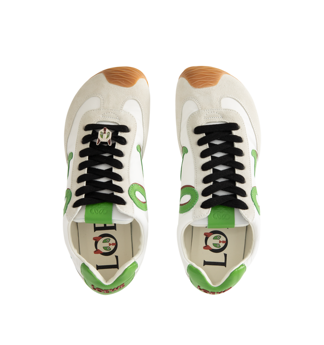 Image 6 of 6 - WHITE - LOEWE Ballet Runner 2.0 in nylon and calfskin featuring a hand-finished Louis Wain cat lace charm, asymmetrical toe shape, sock-like internal structure, a lightweight rubber outsole that extends to the toecap, shadow-effect L monogram at the side, embossed Anagram on the tongue and injected rubber LOEWE on the heel tab. Nylon/calf. Made in Italy. 