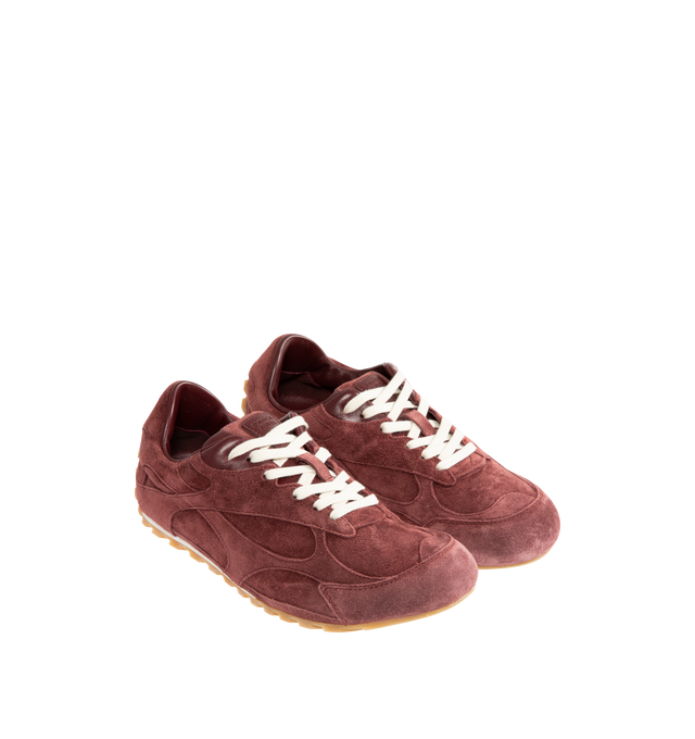 Image 3 of 6 - BROWN - BOTTEGA VENETA Orbit Flash Sneaker featuring low-top, lace-up closure, soft suede upper and rubber sole. Calfskin. Lining: lambskin. Made in Italy.