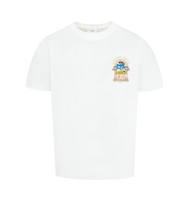 Image 1 of 2 - WHITE - Casablanca Men's short-sleeve t-shirt in a classic design, featuring signature artwork, classic crew neck in a relaxed silhouette. 100% organic cotton. Made in Portugal.