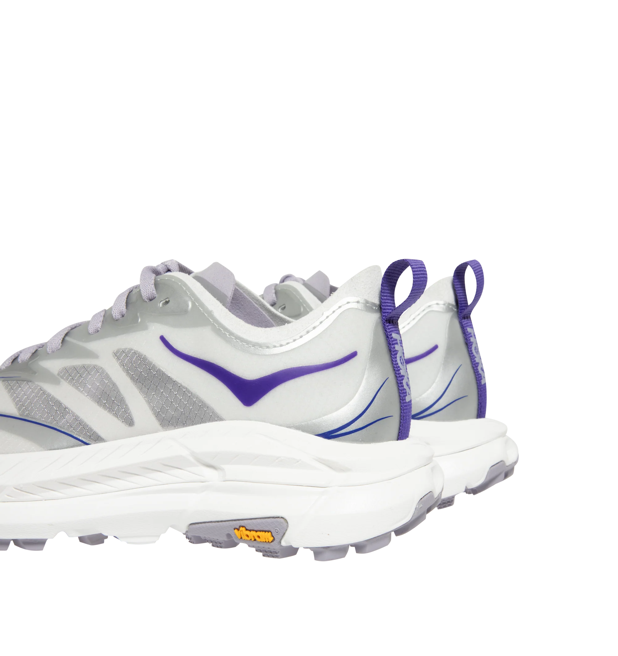 Image 3 of 5 - SILVER - HOKA U Mafate Speed 4 Lite Sneaker featuring ripstop and rubber upper with vibram sole, lace-up front, flat tongue design and padded collar. Imported from Vietnam.