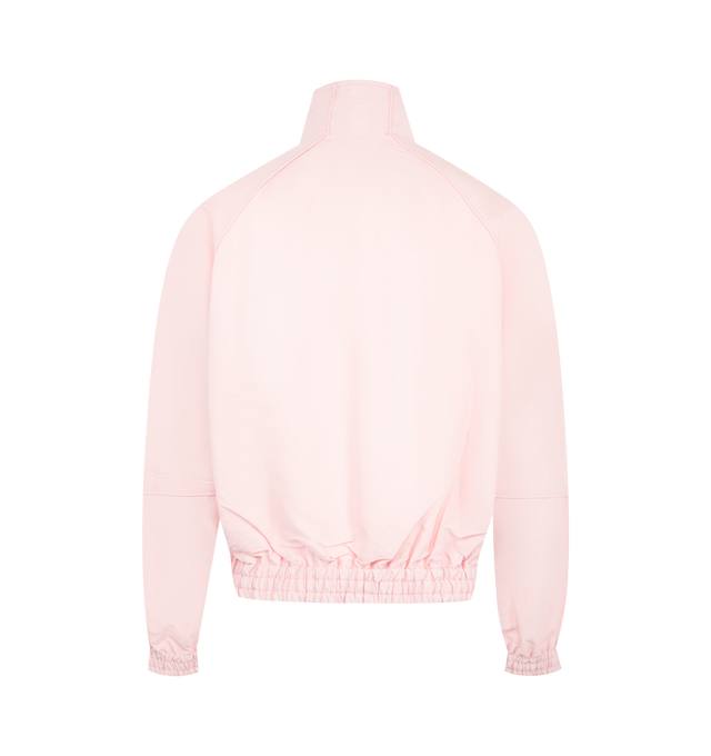 Image 2 of 2 - PINK - WILLY CHAVARRIA Ruff Rider Track Jacket featuring script logo on the front chest, stand collar, golden zip front, long dolman sleeves with elasticized cuffs, side zip pockets, elasticized hem and relaxed cut. Cotton. Made in USA. 