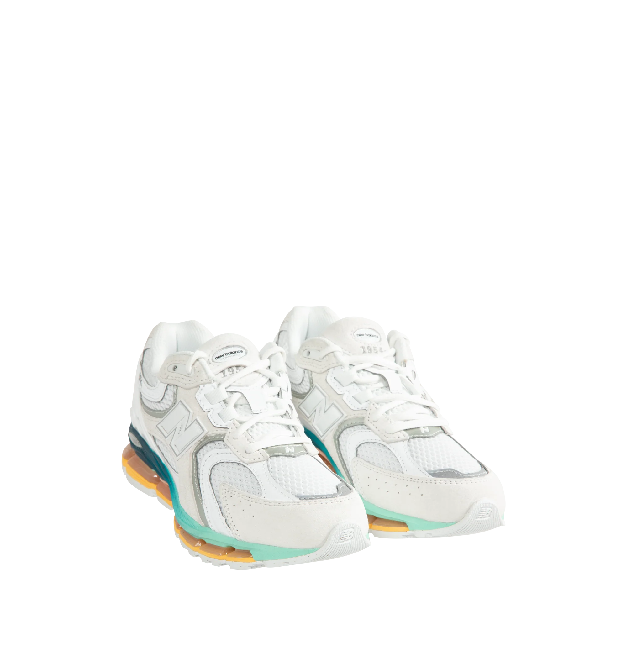 Image 2 of 5 - WHITE - New Balance Unisex 1954R Sneakers feature a Reflection, White, and Bright Mint upper inspired by the 2002 and 1906 models, combining breathable mesh with synthetic and pig suede overlays. ABZORB midsole cushioning absorbs impact through cushioning and compression resistance, while a traditional lace-up closure provides an adjustable fit. Upper: Synthetic, Mesh, and Pig Suede. Closure: Lace-Up. *Unisex style in men's sizing.