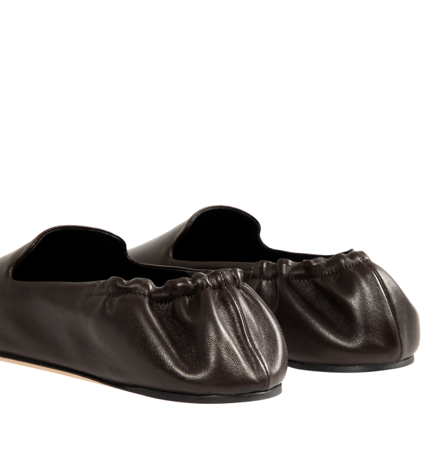 Image 3 of 4 - BROWN - THE ROW Casa Slipper featuring slip-on shoe in soft nappa leather with round toe, elasticated heel and flexible leather sole. 100% lambskin leather. Calfskin leather sole. Made in Italy.