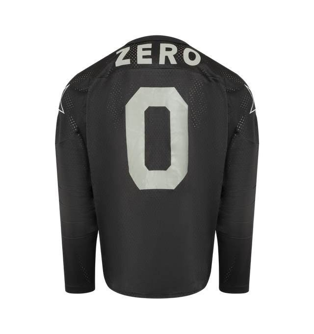 Image 2 of 3 - BLACK - PLEASURES x Zero Skateboards Jamie Hockey Jersey featuring graphic detail throughout, midweight jersey fabric and long sleeves. 100% polyester. 