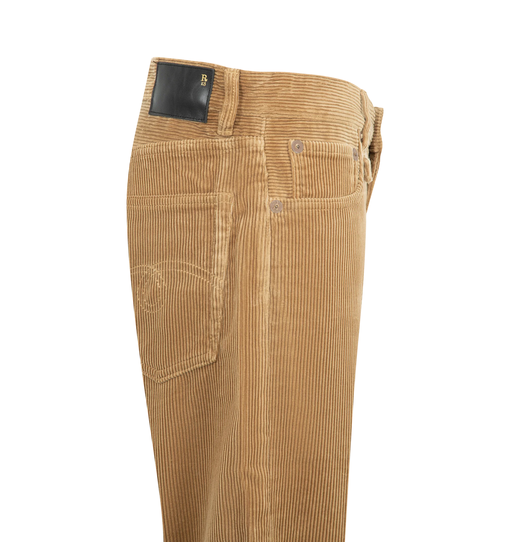 Image 3 of 3 - BROWN - R13 Women's Boyfriend Jean is crafted from corduroy and features the brand's signature relaxed boyfriend silhouette. Designed with a mid-rise waist, classic five-pocket construction, and a straight-leg fit that delivers an effortless, lived-in look. Main Material: Cotton. 