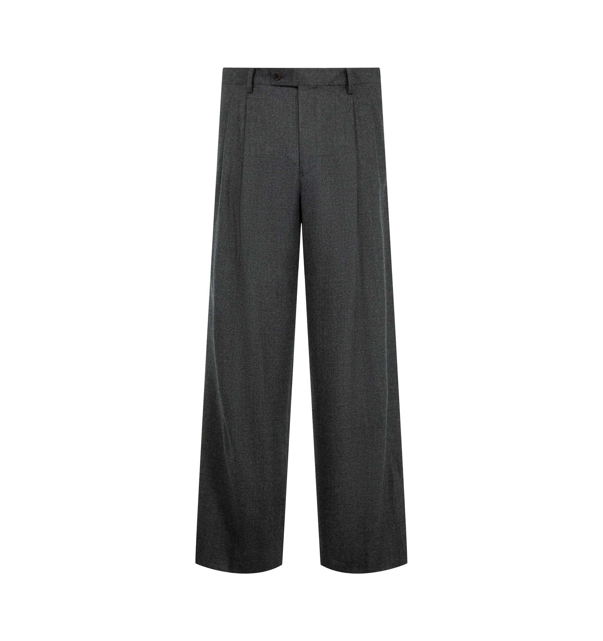 Image 1 of 3 - GREY - Auralee Men's Super Light Wool Two-Tuck Slacks are crafted from lightweight wool velvet with a subtle luster and a smooth, supple hand. Finished with two front tucks, these trousers are cut in a relaxed fit with a wide leg. Wool 100%.