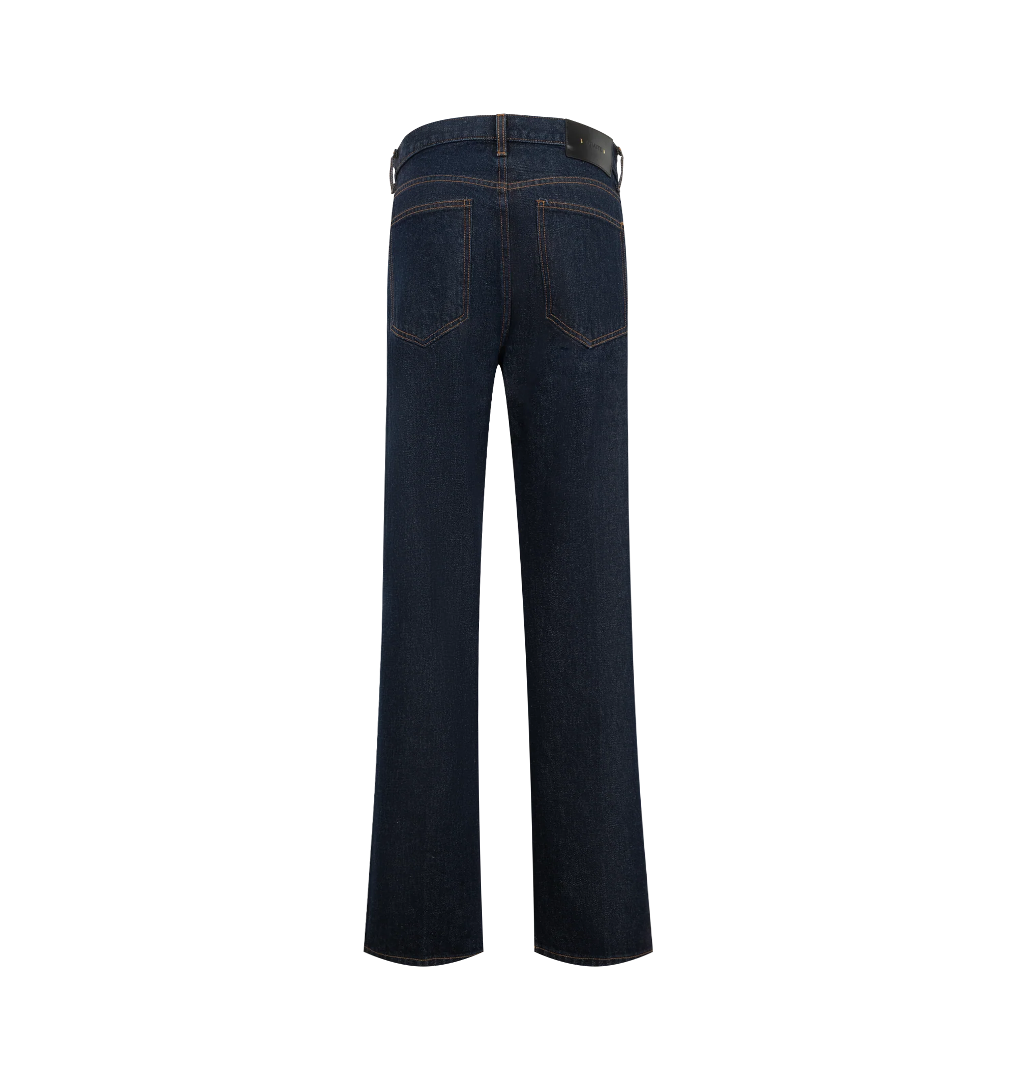 Image 2 of 3 - BLUE - Khaite Women's Rossi Jean is crafted in a high-rise sihlouette, classic denim style, and marigold topstitching. Finished by hand. Material: Denim Cotton.