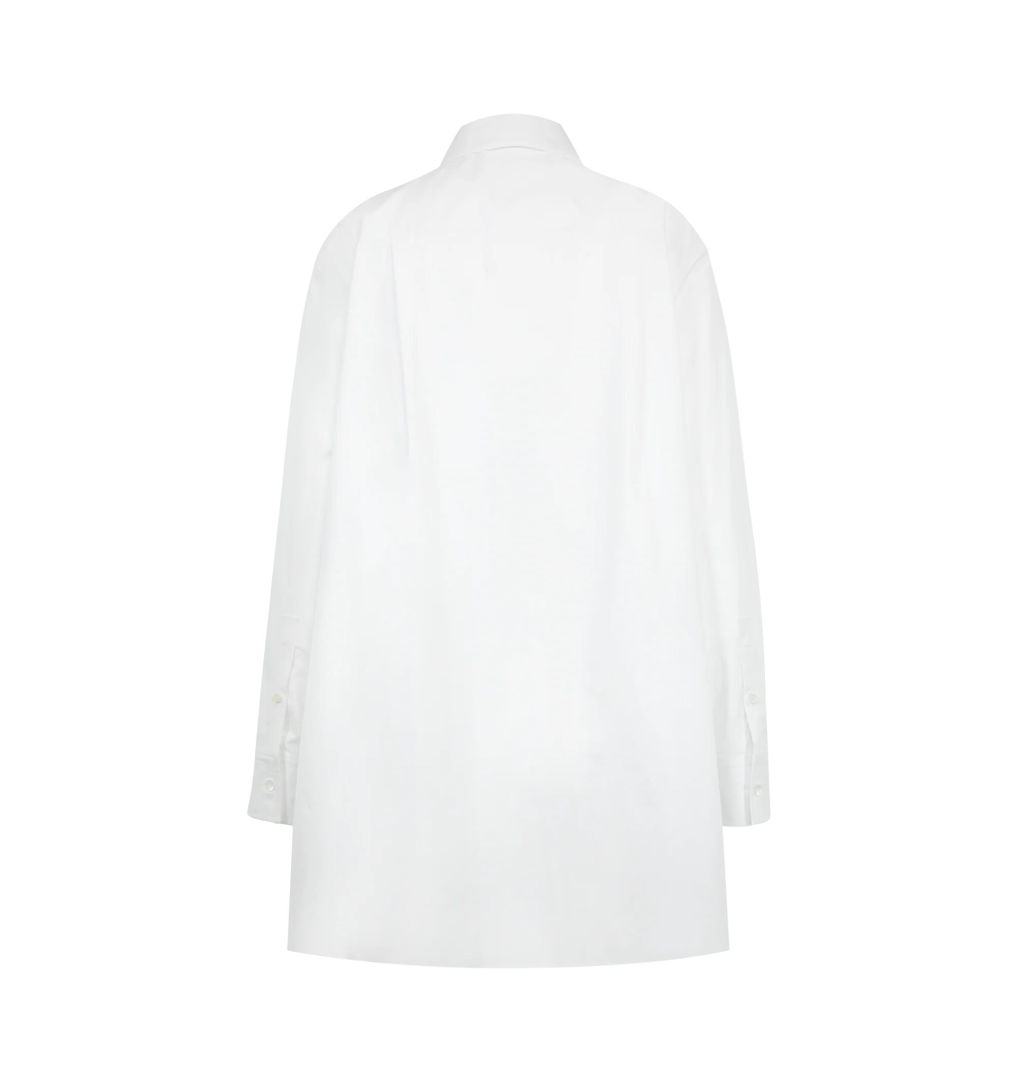 Image 2 of 2 - WHITE - Loewe Women's Tailored Shirt Dress is crafted from lightweight cotton and features a peplum silhouette at the front. Designed with a relaxed fit and short length, it is finished with a button-front fastening and Double L embroidery at the waist. Main Material: Cotton. Made in Italy.