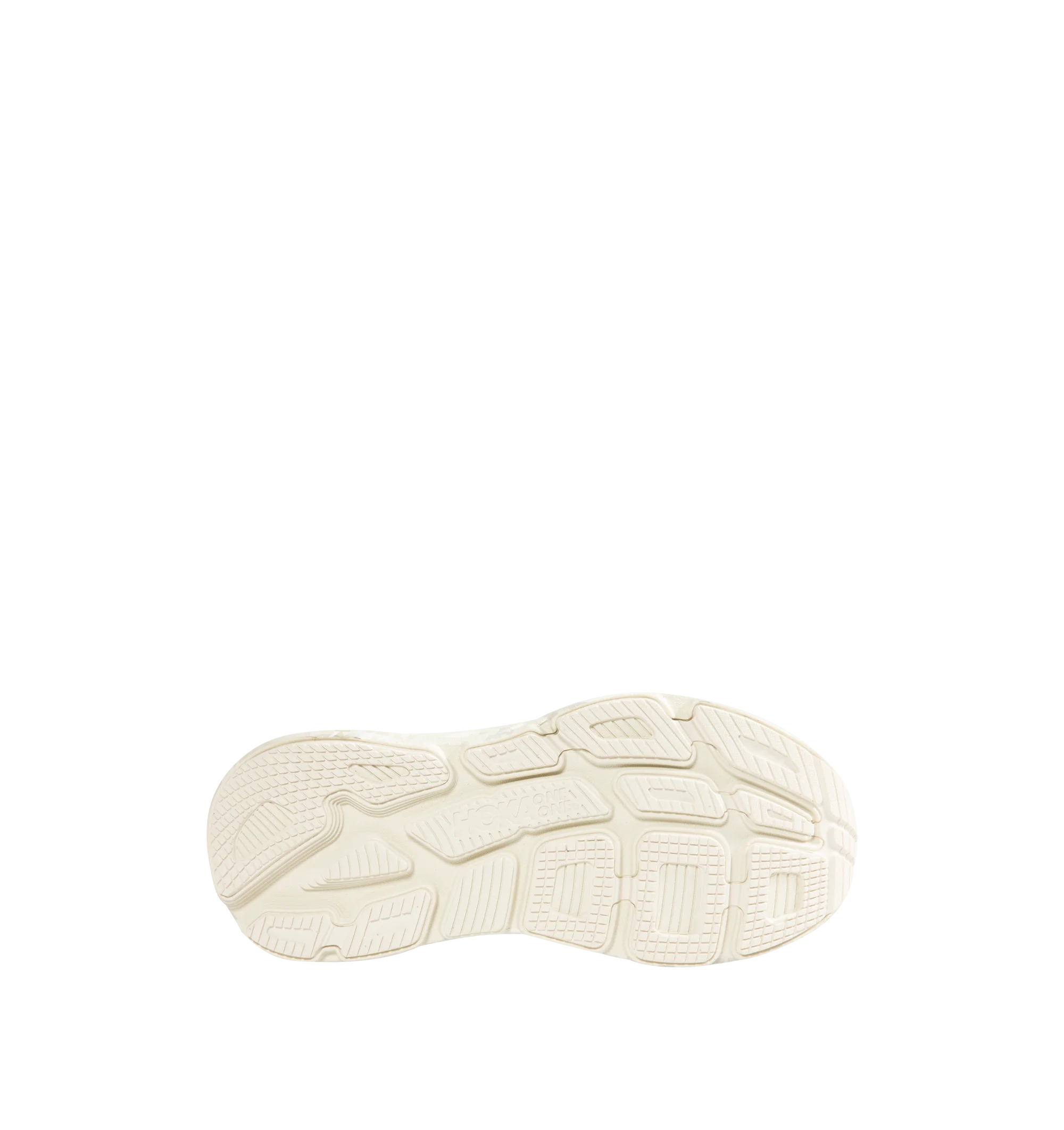 Image 4 of 5 - WHITE - Hoka Unisex Bondi 7 Beams Sneakers reinterpret the ultra-cushioned silhouette with a custom camouflage upper inspired by Japanese Zen gardens. The vegan open-mesh construction features a memory foam collar, TPU overlays, 3D-printed logos, a reflective secondary lace, and a lace keeper. Upper: Vegan Mesh and TPU. *Unisex style in men's sizing.