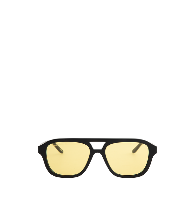Image 1 of 3 - YELLOW - BALENCIAGA Daily Pilot Sunglasses featuring bold aviator shape, double bridge design and logo engraved on temples. 100% acetate. Made in Japan.