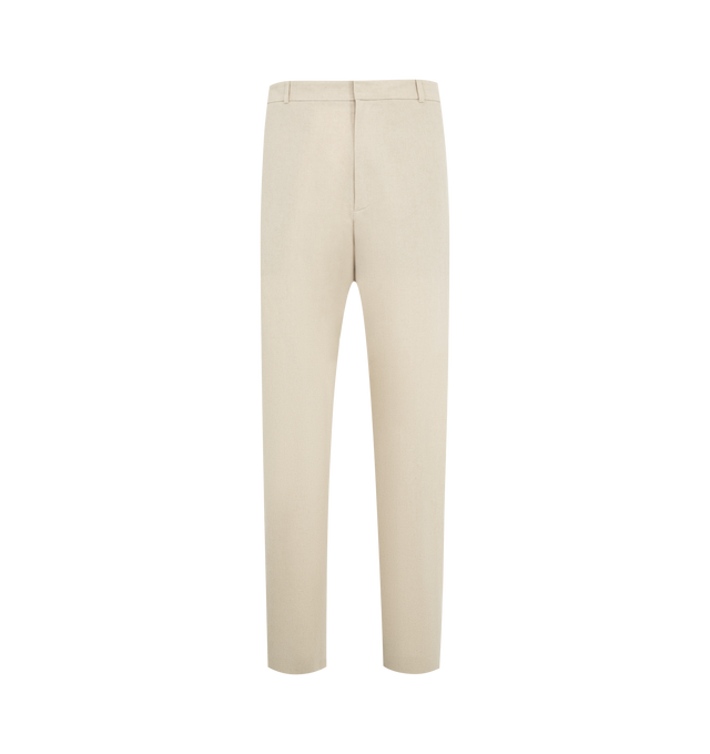 Image 1 of 3 - NEUTRAL - THE ROW Toril Pant featuring mid-rise pants in lightweight suiting with a wide straight leg, pressed front and back creases and side seam pockets. 55% linen, 45% viscose. Made in Italy.